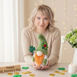 Leprechaun Gnome Sewing Pattern St Patrick’s Day DIY Plush Toy Tutorial Irish Home Decor
