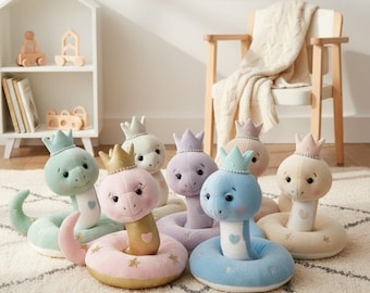 Plush Snake Sewing Pattern PDF Softie Forest Animal Tutorial for Pastel Nursery Decor