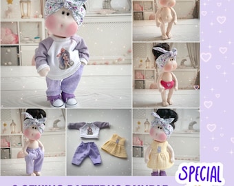 Rag Doll Body With Complete Wardrobe Bundle Offer 6 x PDF Sewing Pattern for 25cm/10” dolls