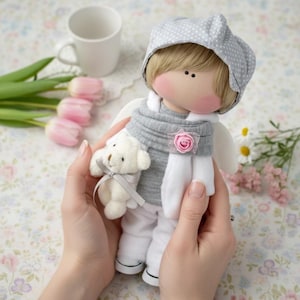 Angel Rag Doll Sewing Pattern DIY Guardian Boy Tutorial Mothers Day Wedding Anniversary Gift