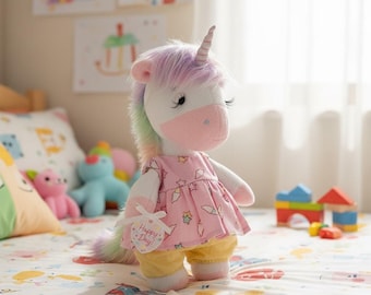 Stuffed Animal Unicorn PDF Sewing Pattern & Tutorial Horse Plush Toy Template Homemade Gift Ideas