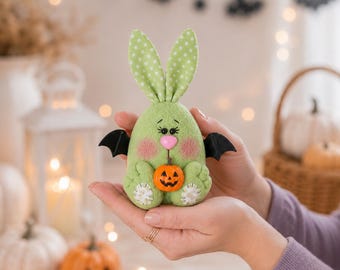 Halloween Bunny Sewing Pattern PDF Spooky Rabbit Plush Tutorial Pumpkin Decor Craft