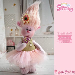 Modello di cucito per bambola di pezza Troll in PDF da 13 pollici, modello di peluche della foresta, compagno di stoffa fai da te per mamme creative, insegnanti, terapisti e creatori di regali