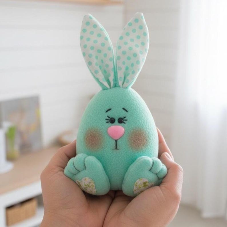 Pastel Plush Bunny Egg Sewing Pattern PDF DIY Soft Toy Tutorial Easter ...