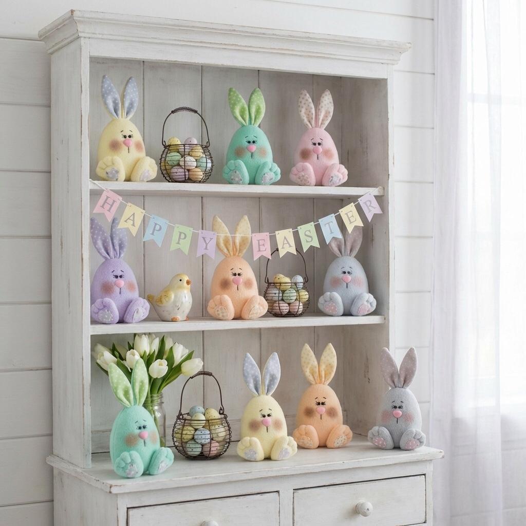 Pastel Plush Bunny Egg Sewing Pattern PDF DIY Soft Toy Tutorial Easter ...