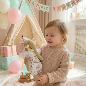 Modello di cucito per elefante in PDF, fai da te, peluche a basso cucito, bambola di peluche in stile circo