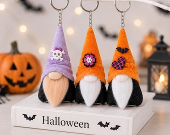 Halloween Gnome Keychain Sewing Pattern PDF Mini Backpack Charm Tutorial Spooky Bag Accessory