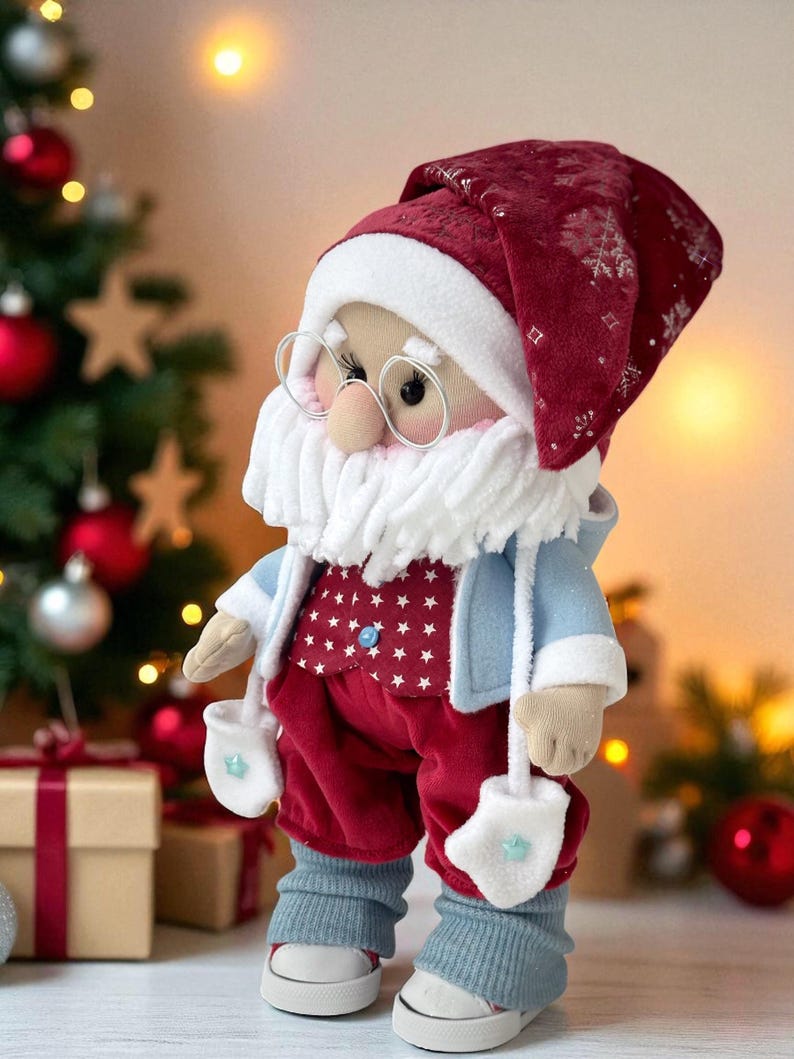 Scandinavian Santa Gnome Tutorial PDF Low Sew Fabric Doll Pattern DIY Christmas Sewing Project