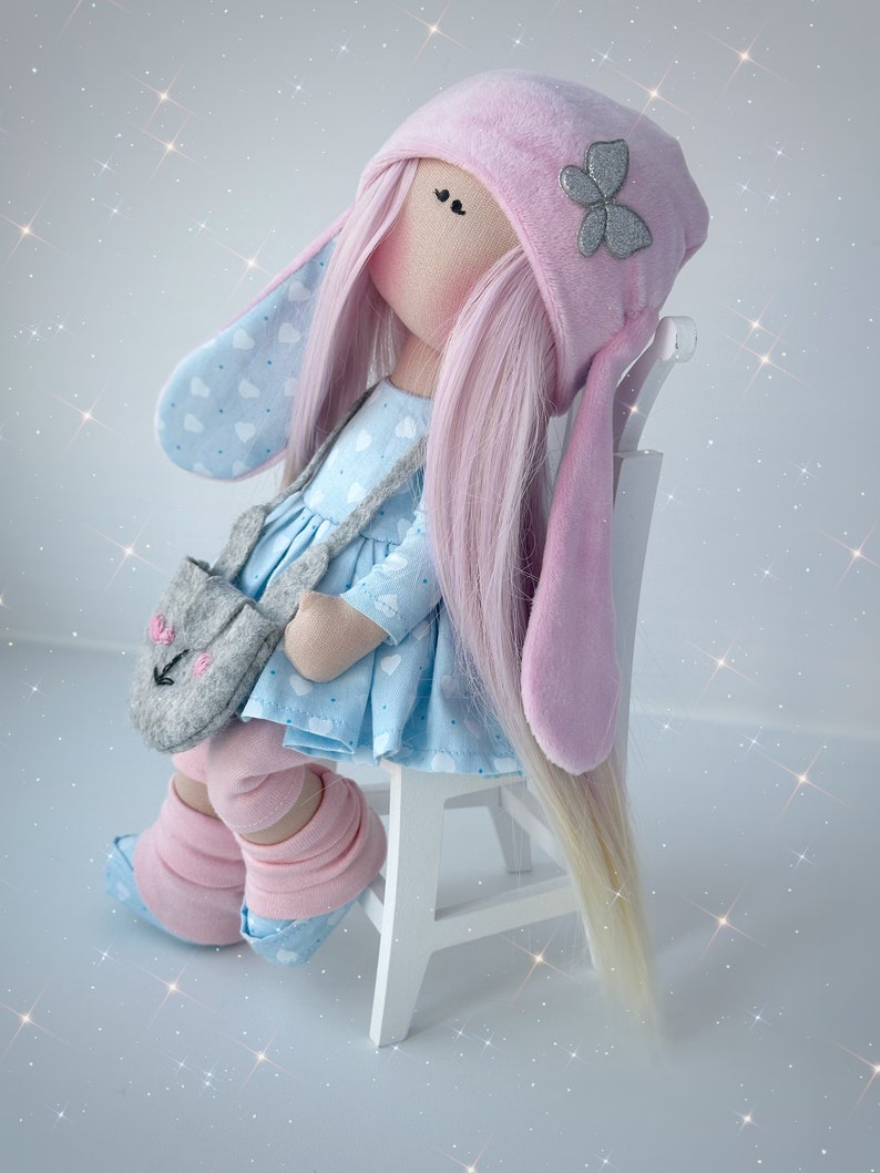 Patron de couture de poupée lapin, modèle de poupée de chiffon, tutoriel poupée de Pâques, bricolage lapin de Pâques, poupée douce DIY, décoration de Pâques image 3