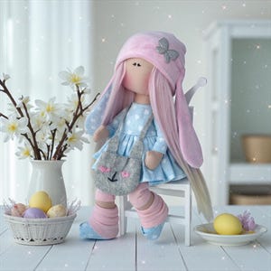 Bunny doll sewing pattern, Rag doll pattern, Easter doll tutorial, DIY Easter Bunny, DIY soft doll, Easter home decor