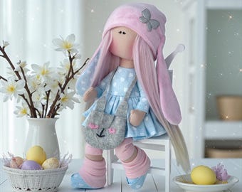 Bunny doll sewing pattern, Rag doll pattern, Easter doll tutorial, DIY Easter Bunny, DIY soft doll, Easter home decor