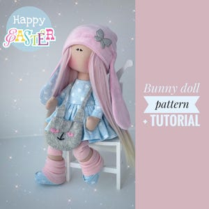 Bunny doll sewing pattern, Rag doll pattern, Easter doll tutorial, DIY Easter Bunny, DIY soft doll, Easter home decor