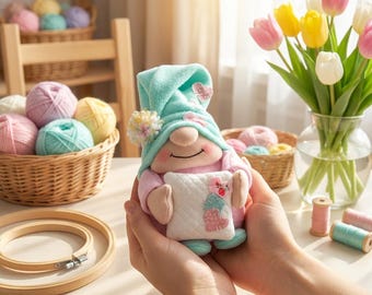 Pincushion Gnome Sewing pattern PDF DIY Dwarf tutorial Needle minder ornament Gift for mom