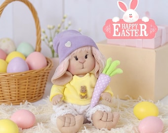 Bunny Sewing Pattern PDF Easter Rabbit Rag Doll with Removable Clothes DIY Stuffed Animal