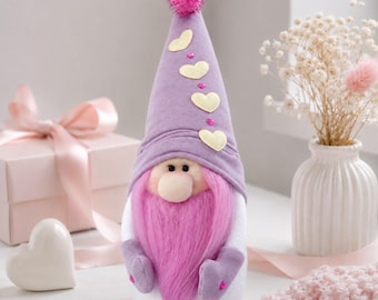 Pink Gnome Sewing Pattern PDF Heart Dwarf Doll Tutorial Valentine Plush Decor
