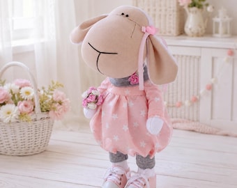 Lamb Doll Sewing Pattern PDF Sheep Plush Tutorial Rag Animal Clothes Craft