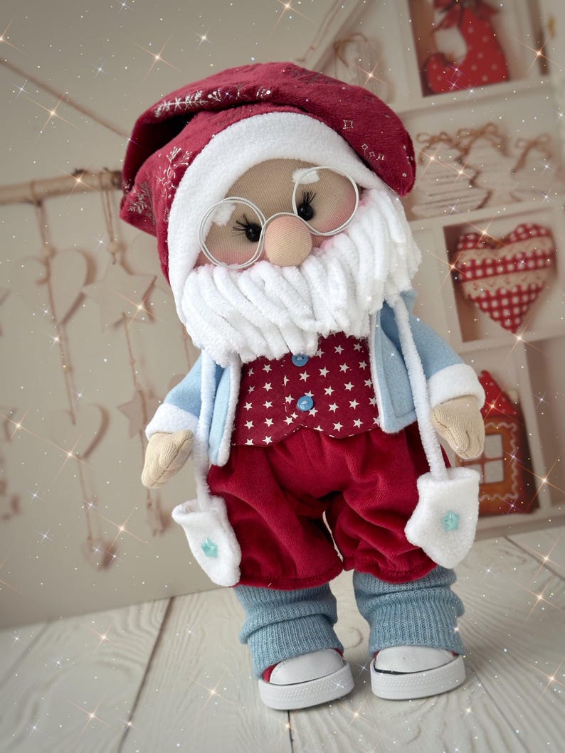 Low Sew Christmas Doll PDF Santa Gnome Sewing Tutorial Festive Fabric Toy 12 inches Digital DIY Guide