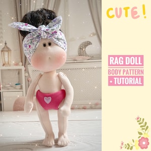 Patrón de cuerpo de muñeca de trapo en PDF, plantilla de costura de peluche de 25 cm, ideal para terapeutas, maestras y mamás creativas.