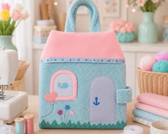 Dollhouse Bag Sewing Pattern PDF Portable Fabric House Tutorial Soft Playset Craft