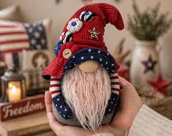 Patriotic Gnome Sewing Pattern, 4th of July Shelf Sitter PDF, Americana Decor Instant Download