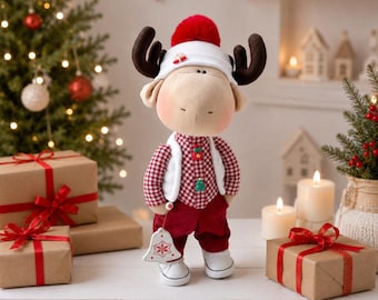 Christmas Moose Elk Sewing Pattern DIY Forest Doll Tutorial Reindeer Woodland Animal 14 Inches