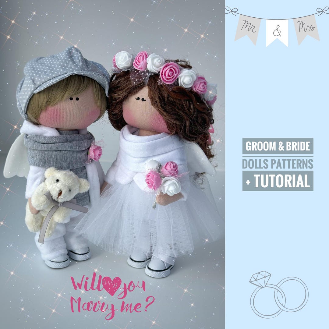 Wedding Couple Angels Dolls Sewing Pattern PDF, Bride and Groom Rag ...