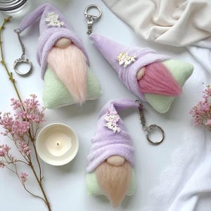 Gnome keychain sewing pattern PDF, DIY Mini toy tutorial, Beginner english guide, Friends Back to School gift, Accessories for bag