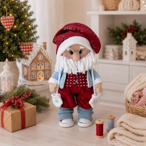 Low Sew Christmas gnome pattern PDF DIY Santa doll tutorial Holiday toy 12 inches