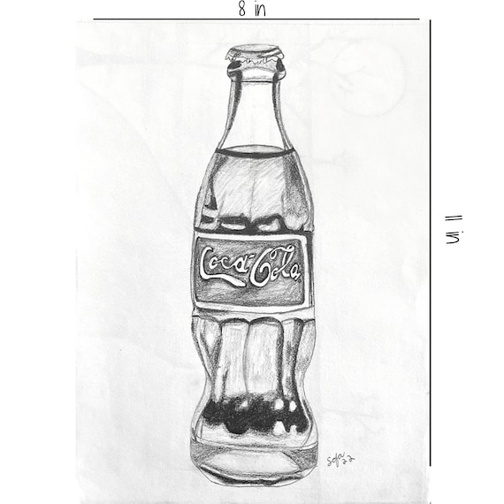 Drawing classic bottle cocacola on white Vector Image