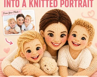 Benutzerdefinierte gestrickte Porträt personalisierte häkeln Fotokunst digitaler Download Oma Andenken Einzigartige Mutter vorhanden