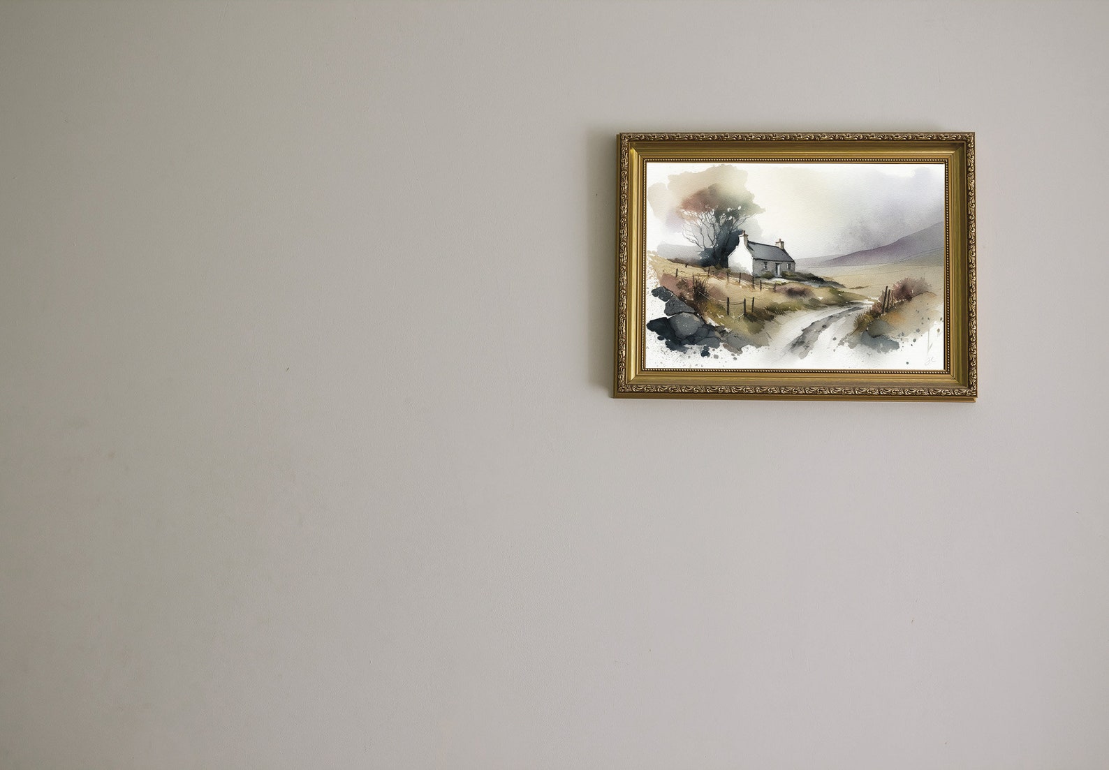 Irish Cottage Printable Landscape Art Print, Wall Art Digital Download ...
