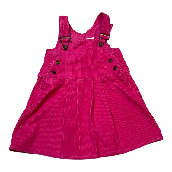 Hush Puppies Vintage 1990s Pink Corduroy Overalls Pleated Dress Toddler Girl’s Size 2T