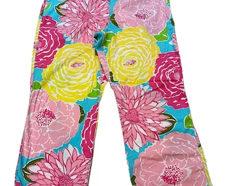 Lilly Pulitzer Y2K White Label Vintage Pink Floral Print Capri Pants Size 12