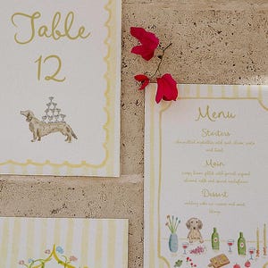 Hand Painted Custom Wedding Stationery Suite: Watercolour, illustrated, invitation, menus, designed in one day