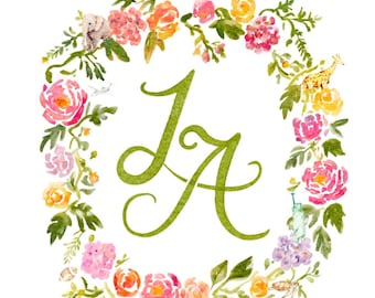 Custom Hand-Painted Wedding Crest / Monogram