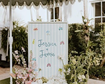 Hand Painted Custom 7 Item Wedding Stationery Suite: Watercolour, illustrated, invitation, menus, etc