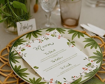 Hand Painted Custom 7 Item Wedding Stationery Suite: Watercolour, illustrated, invitation, menus, etc