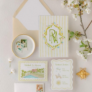 Custom Hand-Painted Wedding Invitation Suite – Bespoke Illustrated Design Package (Digital Files Only)