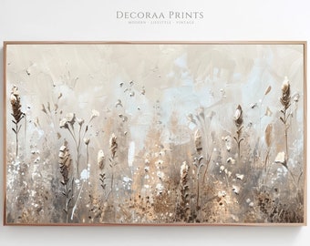Samsung Frame TV Art Spring Wildflower Field, Country Painting, Warm Tone Landscape Flower Meadow, Digital Download