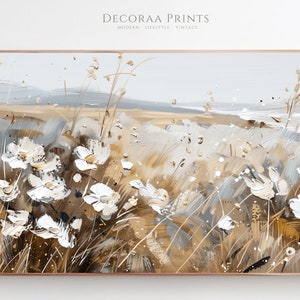 Samsung Frame TV Art Spring Wildflower Field, Country Painting, Warm Tone Landscape Flower Meadow, Digital Download