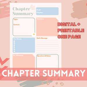 Bible Chapter Summary Template | Bible Study | Bible Template | Bible Summary | Bible Reflection | Bible Notes | Goodnotes | Printable PDF