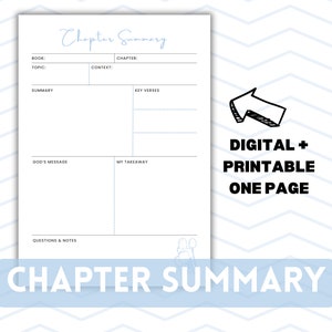 Bible Chapter Summary Template | Bible Study | Bible Template | Bible Summary | Bible Reflection | Bible Notes | Goodnotes | Printable PDF