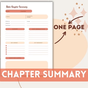 Bible Chapter Summary Template | Bible Study | Bible Template | Bible Summary | Bible Reflection | Bible Notes | Goodnotes | Printable PDF