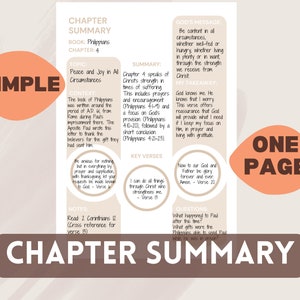 Bible Chapter Summary Template | Bible Study | Bible Template | Bible Summary | Bible Reflection | Bible Notes | Goodnotes | Printable PDF