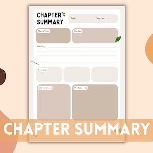 Bible Chapter Summary Template | Bible Study | Bible Template | Bible Summary | Bible Reflection | Bible Notes | Goodnotes | Printable PDF