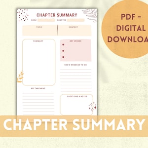 Bible Chapter Summary Template | Bible Study | Bible Template | Bible Summary | Bible Reflection | Bible Notes | Goodnotes | Printable PDF