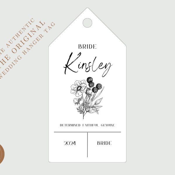 Wedding Hanger tags design 5, template, customizable, Bridesmaid, Bride, Maid Of Honour, Flower Girl, Printable