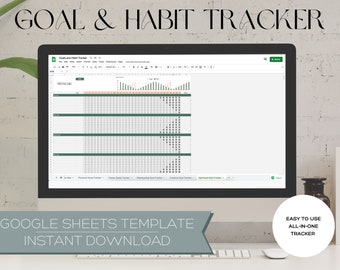 Google Sheets Goal and Habit Tracker | Goal and Habit Planner | Google Sheets Template | Google Sheets Planner | Google Sheets Tracker