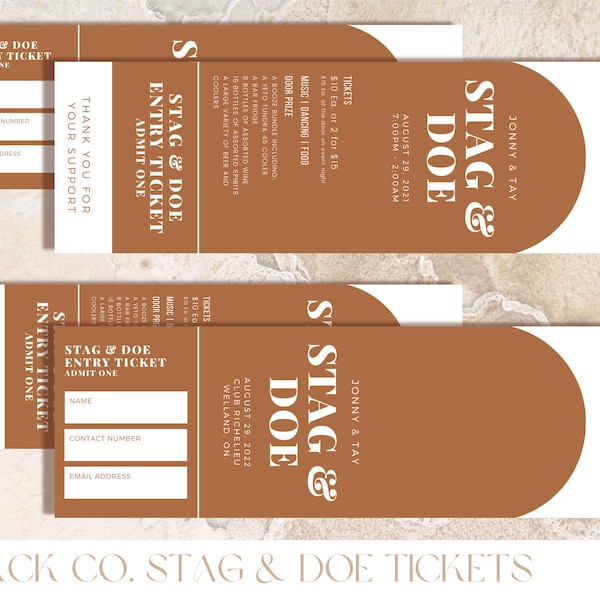 Stag and Doe Ticket Template | Stag and Doe Tickets | Tickets | Ticket Template | Buck and Doe | Jack and Jill | Wedding | Stag and Doe