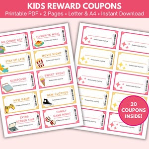 Kinder Gutscheine zum Ausdrucken, Gutscheinheft, Gutscheinheft, Gutscheine für Kinder, Geburtstagsgutscheine, Prämientickets, Blanko-Gutscheine, A4
